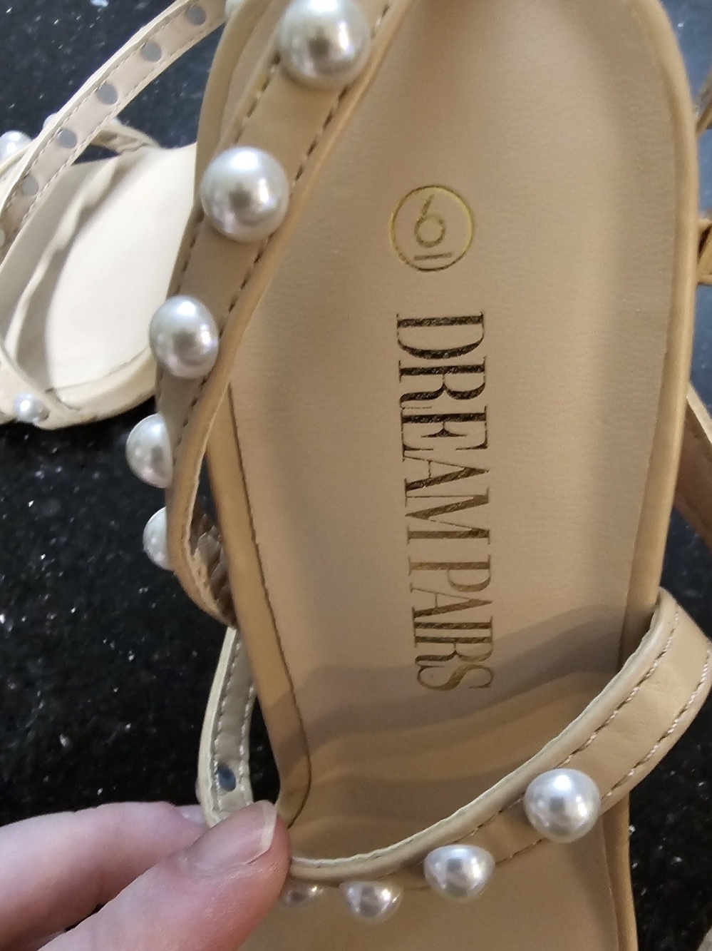 Dream Pairs - Beige Pearl-Strap Women's Size 6